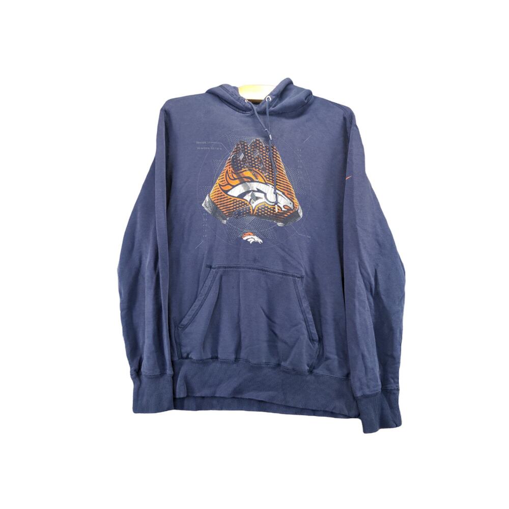 Nike NFL Team Pullover Hoodie Size XL Blue Denver Broncos Big Logo